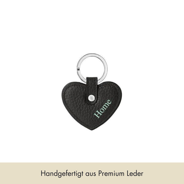 Keycharm Heart Grained Leather | Black & Silver