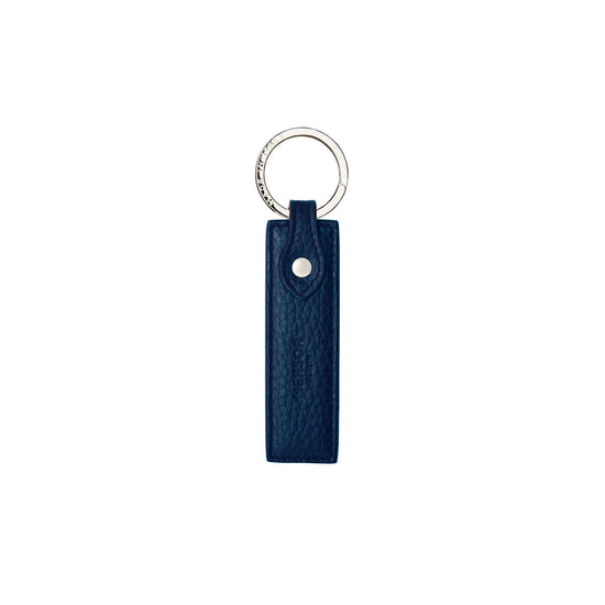 Schlüsselanhänger Classic genarbtes Leder | Nachtblau & Silber