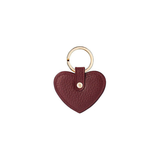 Keycharm Heart Grained Leather | Dark Red & Gold