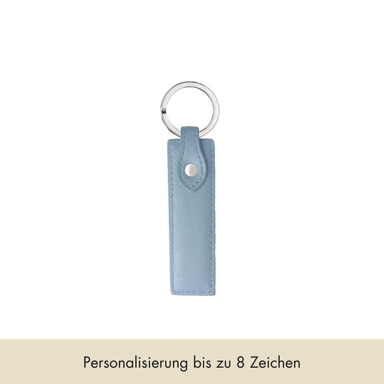 Schlüsselanhänger Classic Glattleder | Eisblau & Silber