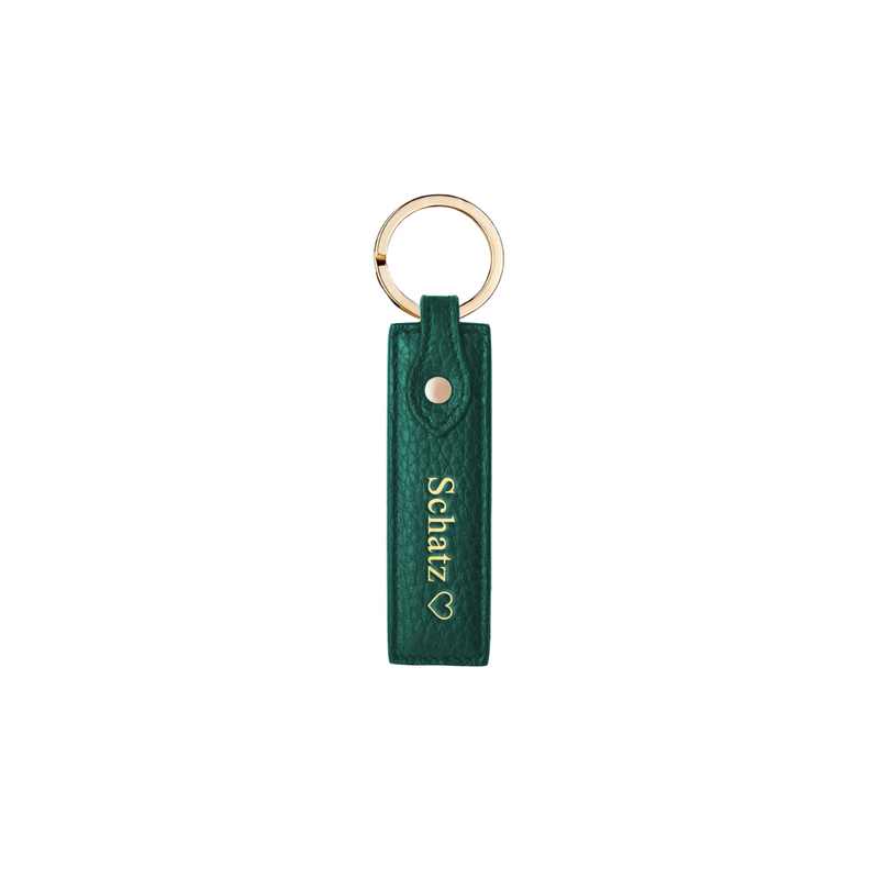 Schlüsselanhänger Classic genarbtes Leder | Waldgrün & Gold