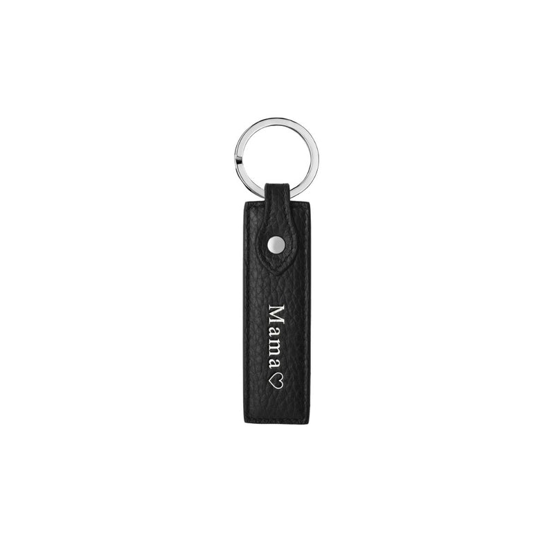 Keycharm Classic Grained Leather | Black & Silver