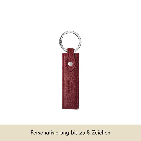 Schlüsselanhänger Classic genarbtes Leder | Dunkelrot & Silber