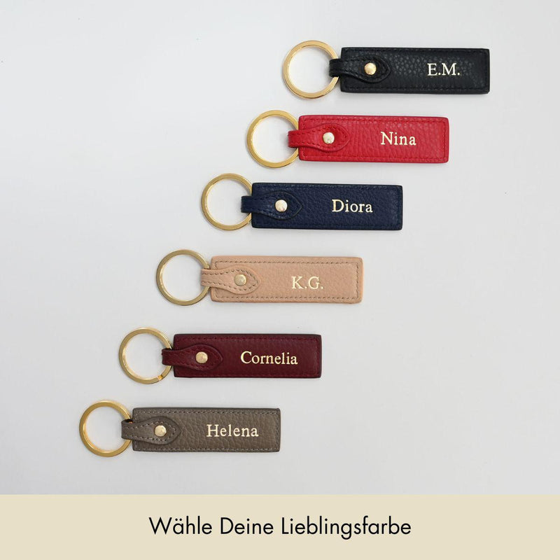 Schlüsselanhänger Classic genarbtes Leder | Schwarz & Gold