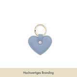 Keyring Heart Smooth Leather | Ice Blue & Gold
