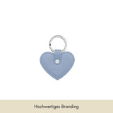 Schlüsselanhänger Herz Glattleder | Eisblau & Silber