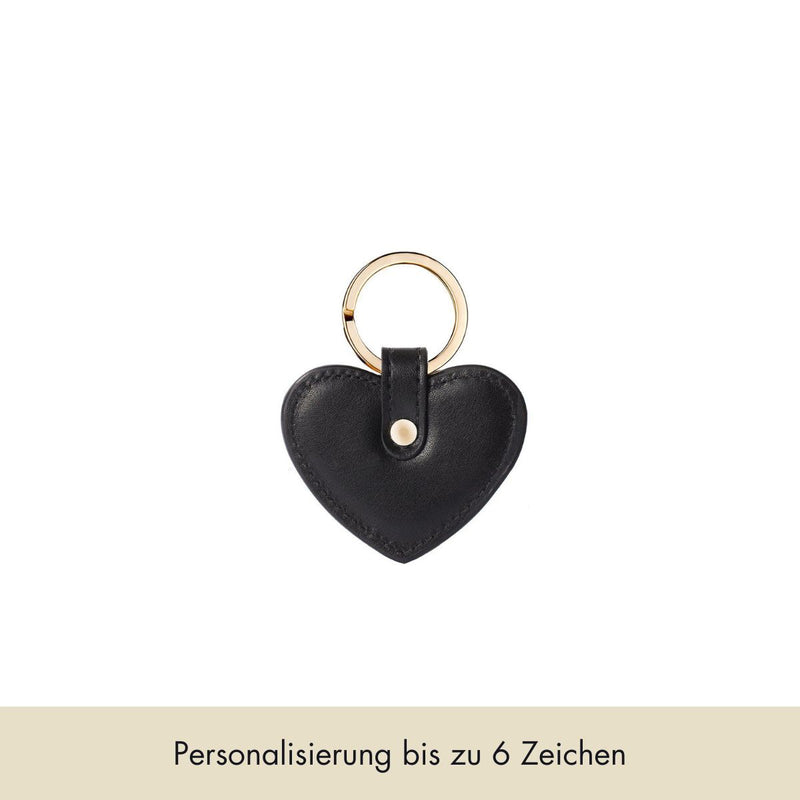 Schlüsselanhänger Herz | Schwarz & Gold - Schlüsselanhänger mit Buchstaben personalisierbar | MERSOR