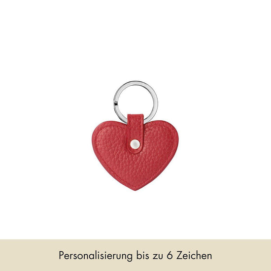 Keycharm Heart Grained Leather | Scarlet & Silver