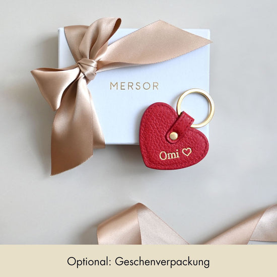 Keycharm Heart Grained Leather | Scarlet & Gold