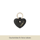 Schlüsselanhänger Herz genarbtes Leder | Schwarz & Gold