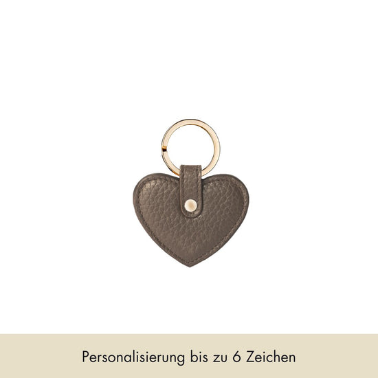 Keychain Heart Grained Leather | Warm Earth & Gold