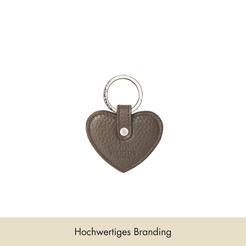 Keychain Heart Grained Leather | Warm Earth & Silver