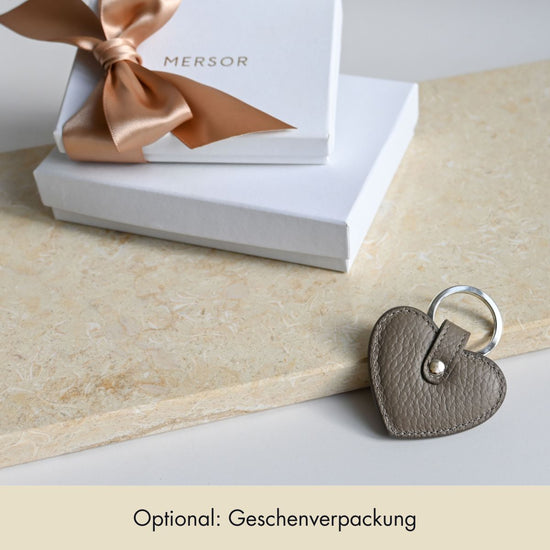 Keychain Heart Grained Leather | Warm Earth & Silver