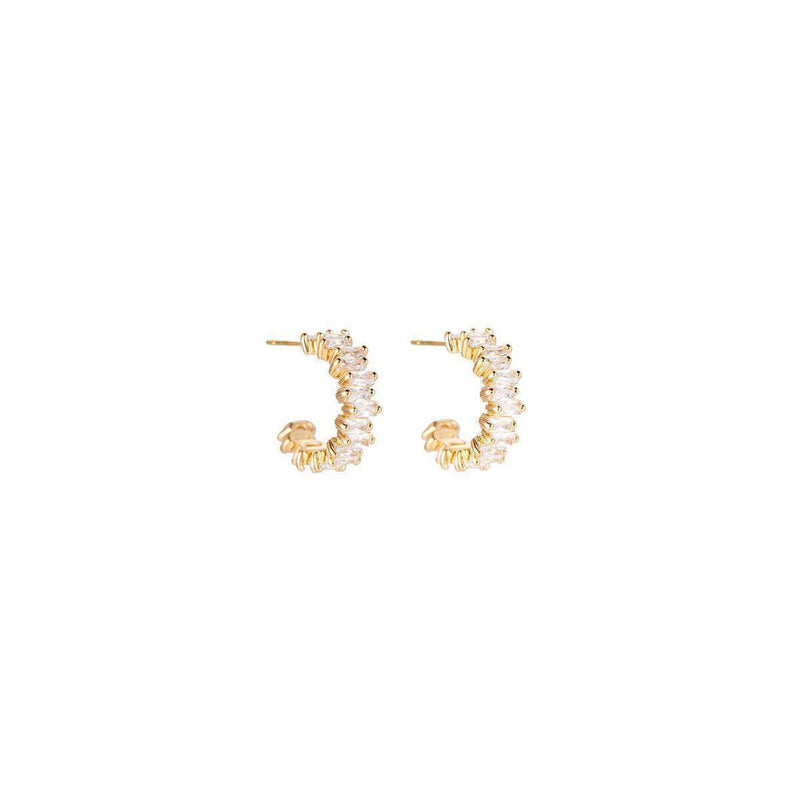 Goldene Ohrringe mit weißen Steinen | MERSOR