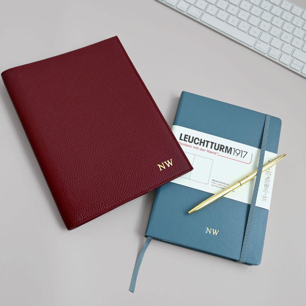 Notebook Cover A5 grained leather | Dark red